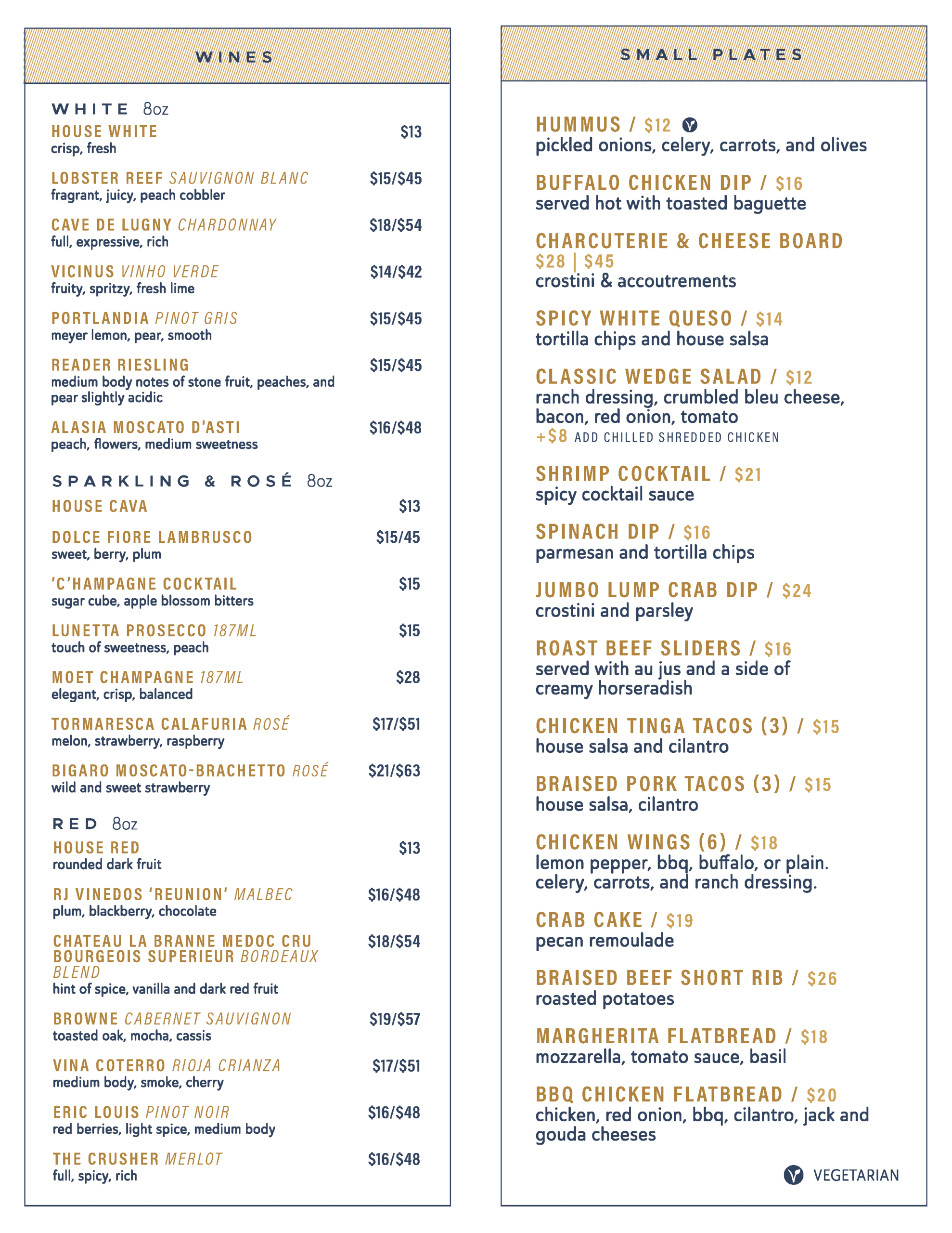 Dressler's at Middle C food menu