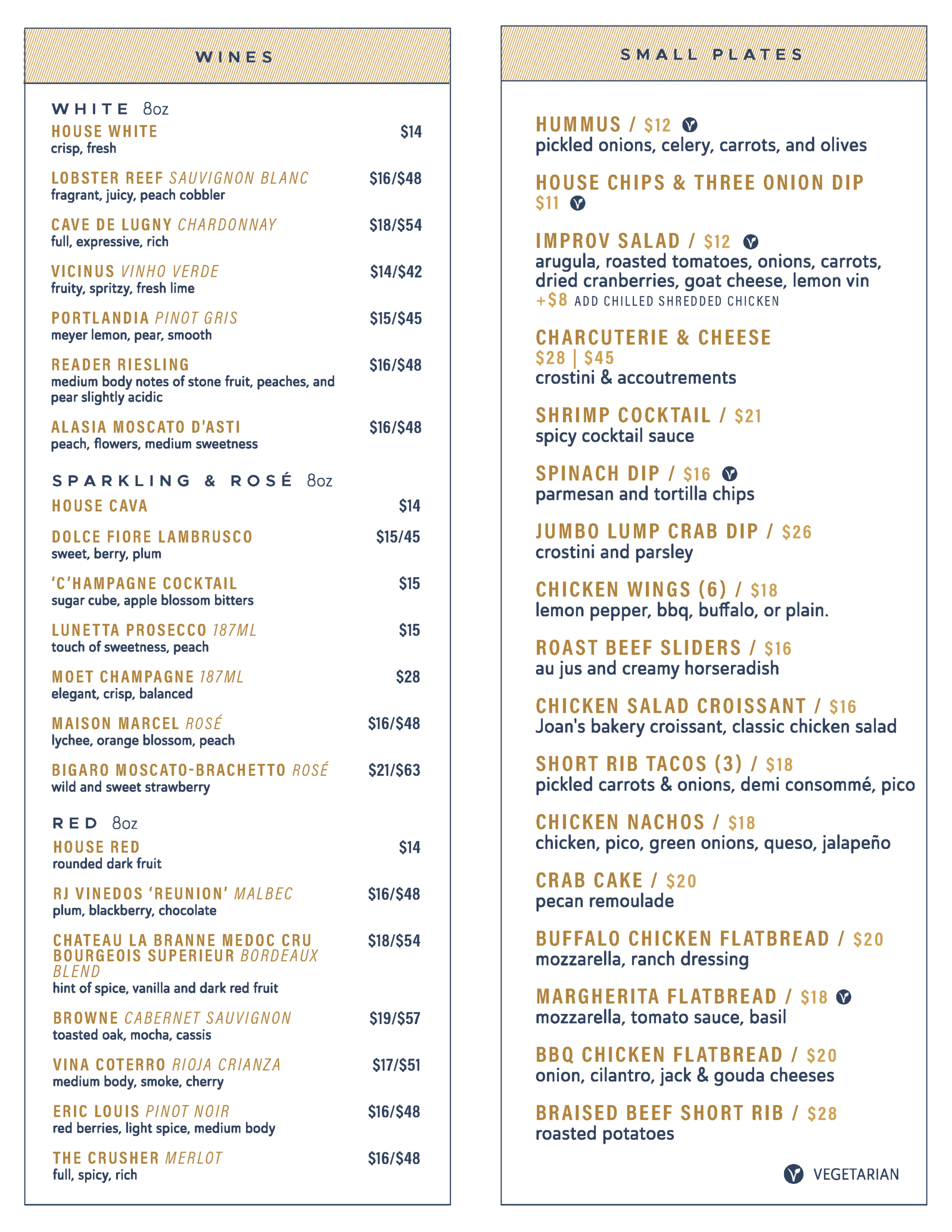 Dressler's at Middle C food menu